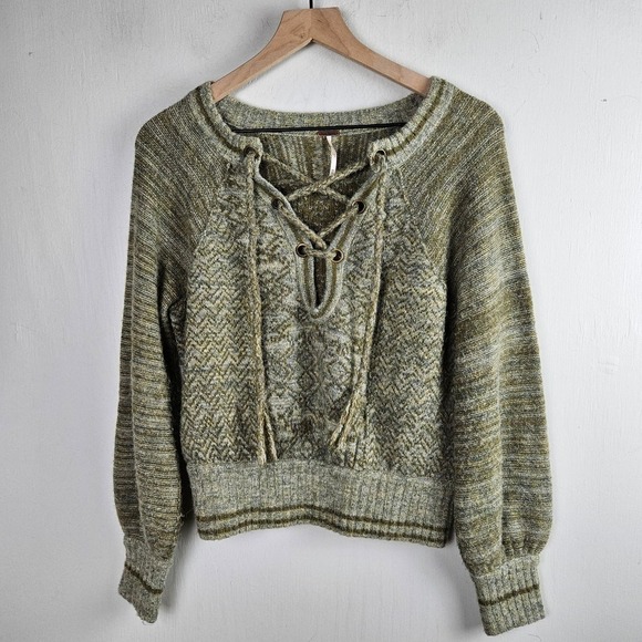 Free People Hoops‎ and Hollas Sweater Top XS Moss Green - Picture 3 of 9